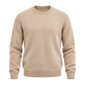 Beige Merino Blend Crewneck Sweater | Flinttsdrown