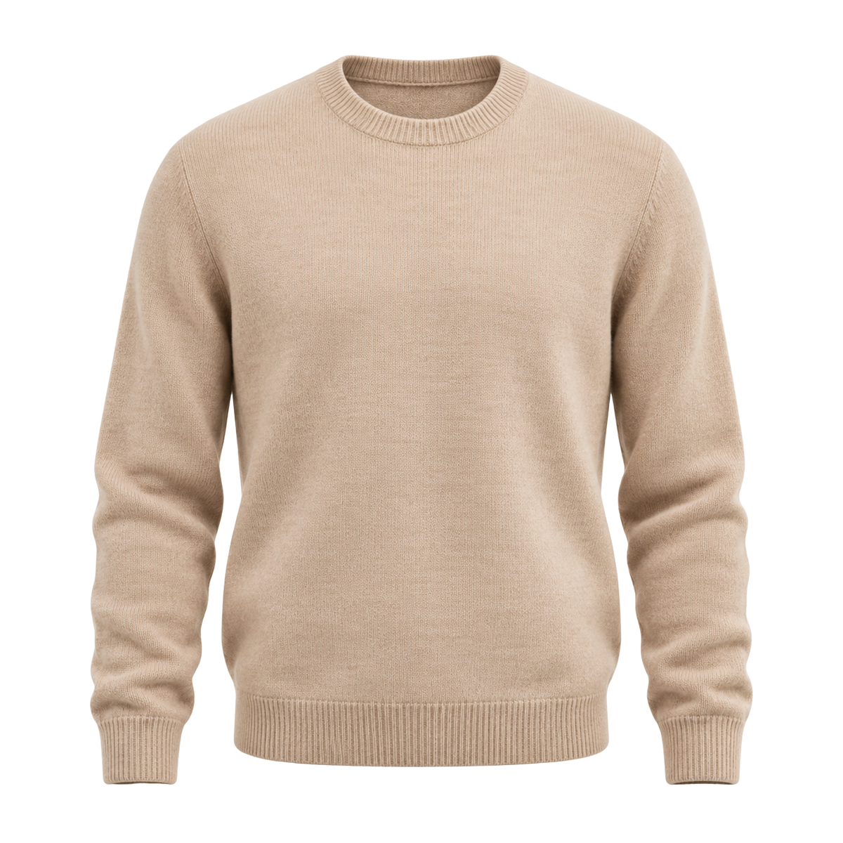 Beige Merino Blend Crewneck Sweater | Flinttsdrown
