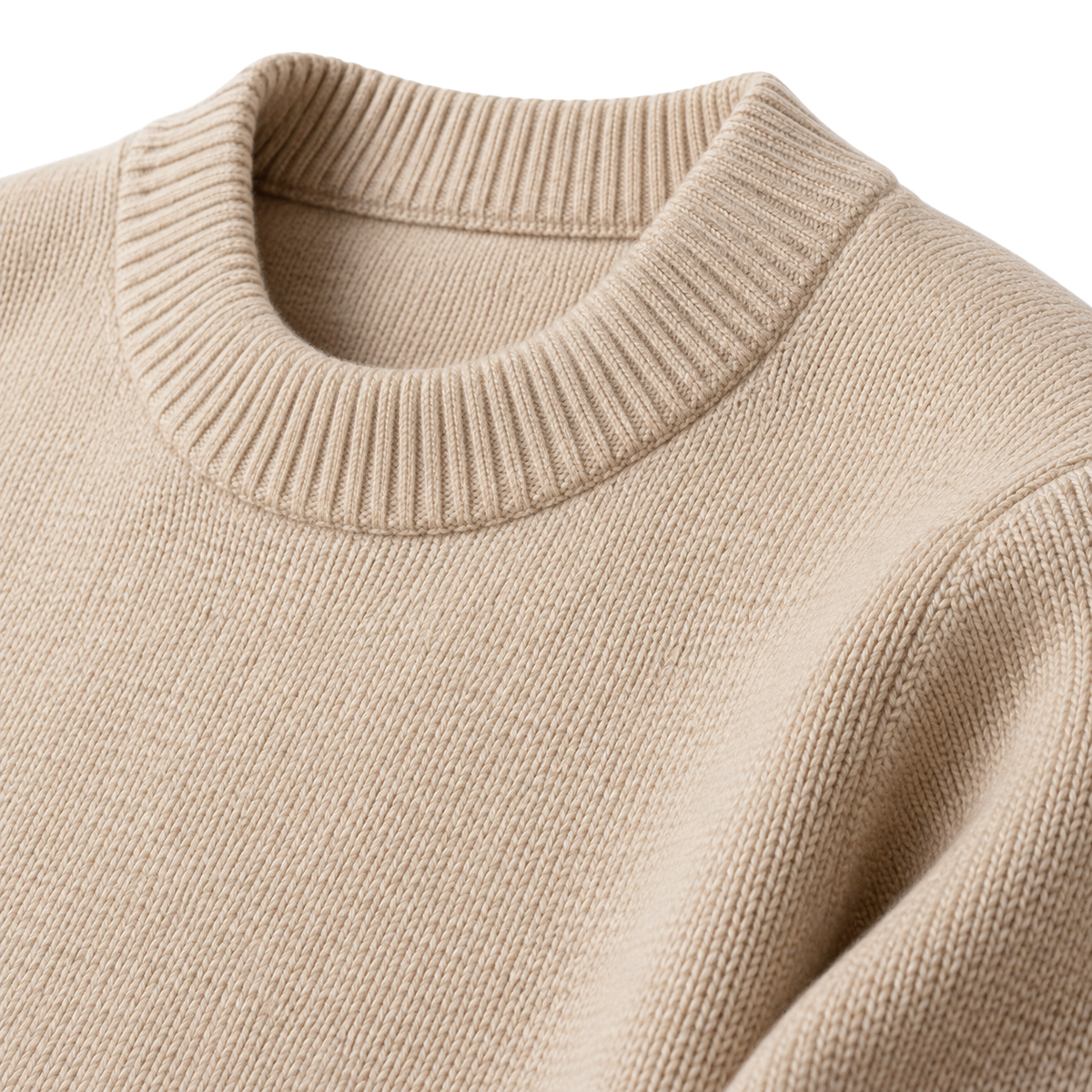 Beige Merino Blend Crewneck Sweater | Flinttsdrown