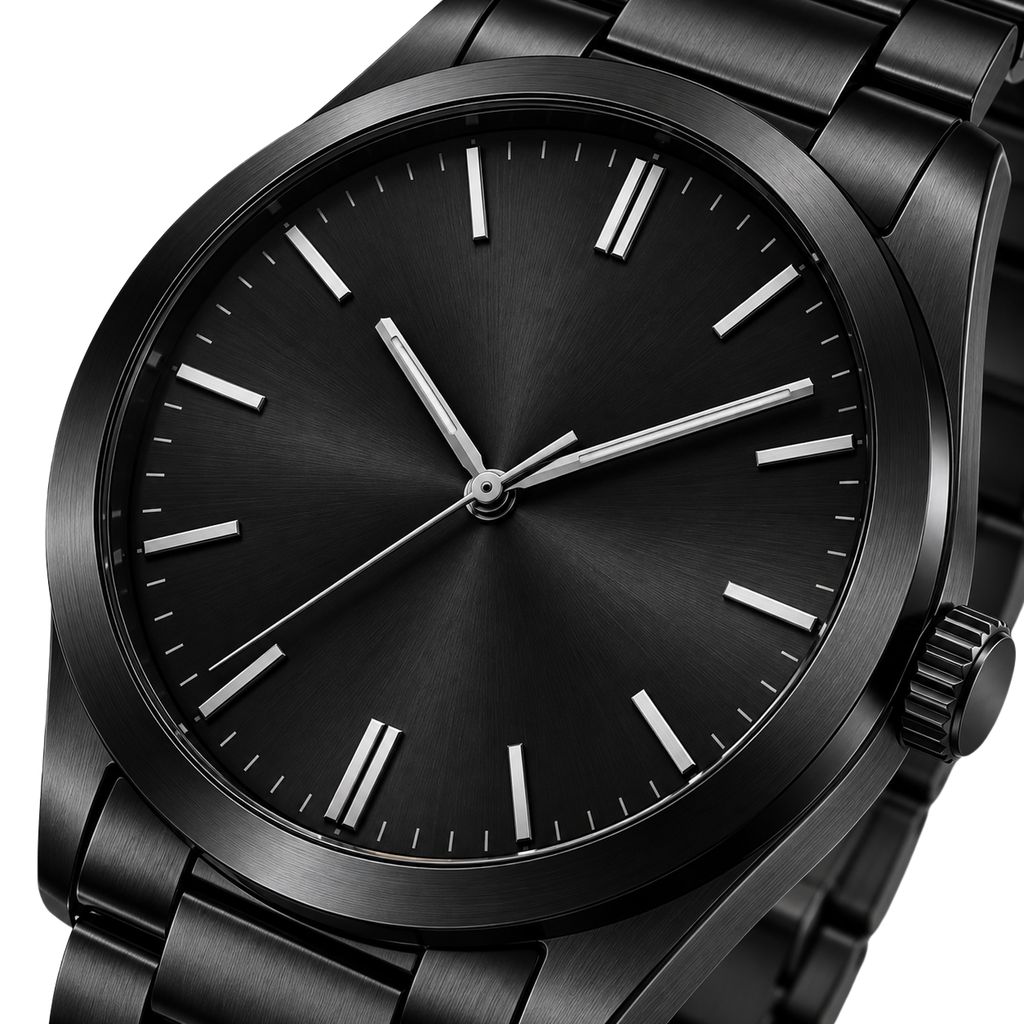 Black Stainless Steel Minimalist Watch | Flinttsdrown