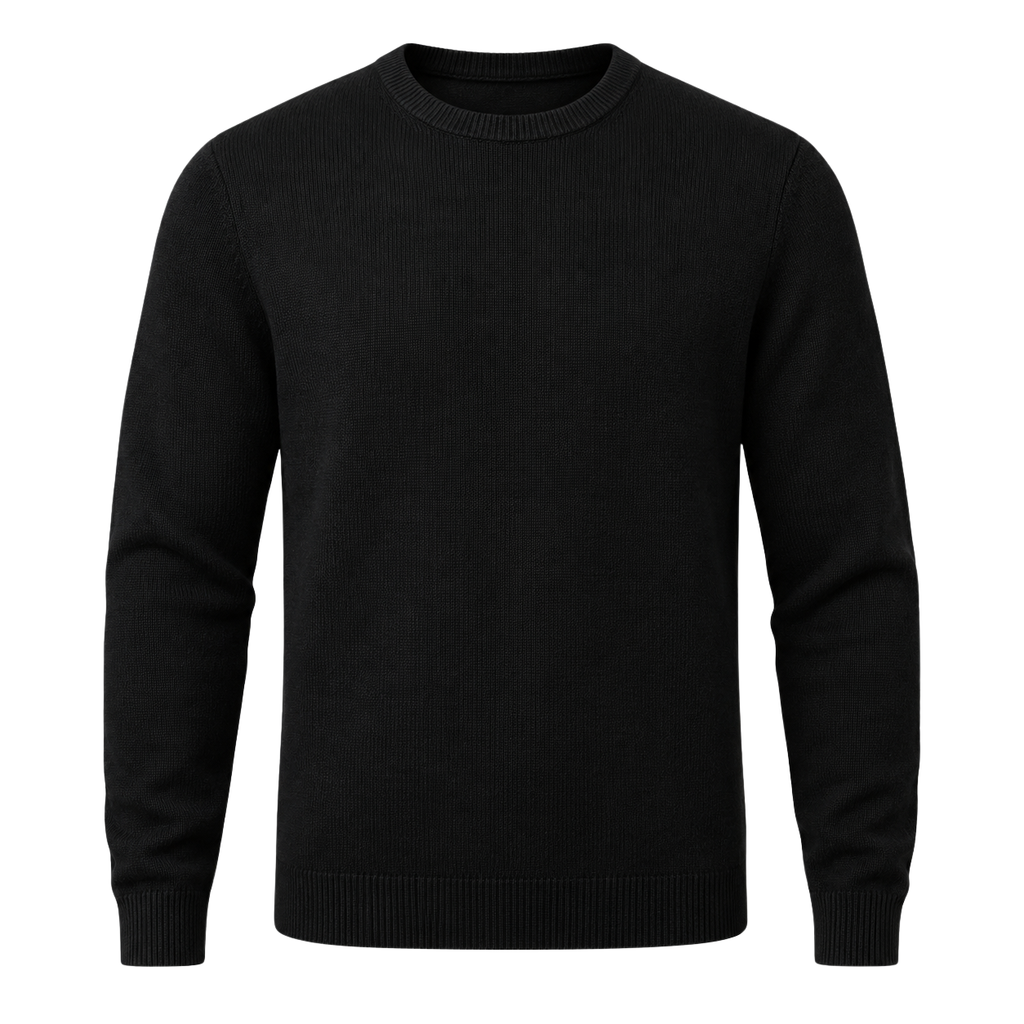 Black Merino Wool Crewneck Sweater | Flinttsdrown