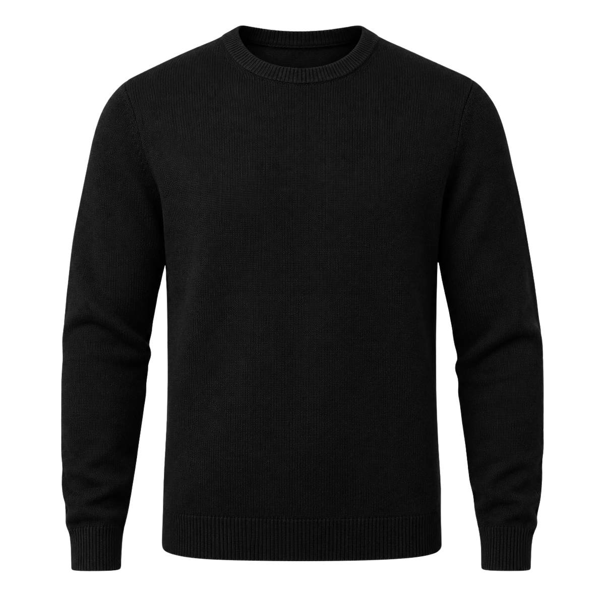 Black Merino Wool Crewneck Sweater | Flinttsdrown