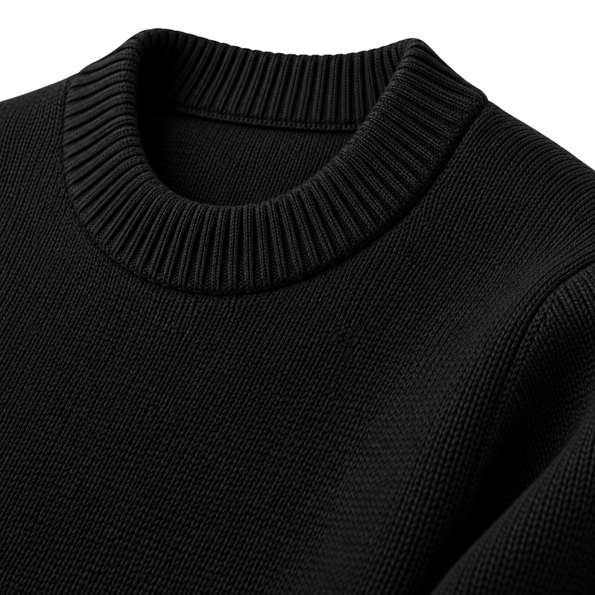 Black Merino Wool Crewneck Sweater | Flinttsdrown