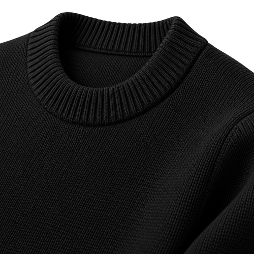Black Merino Wool Crewneck Sweater | Flinttsdrown