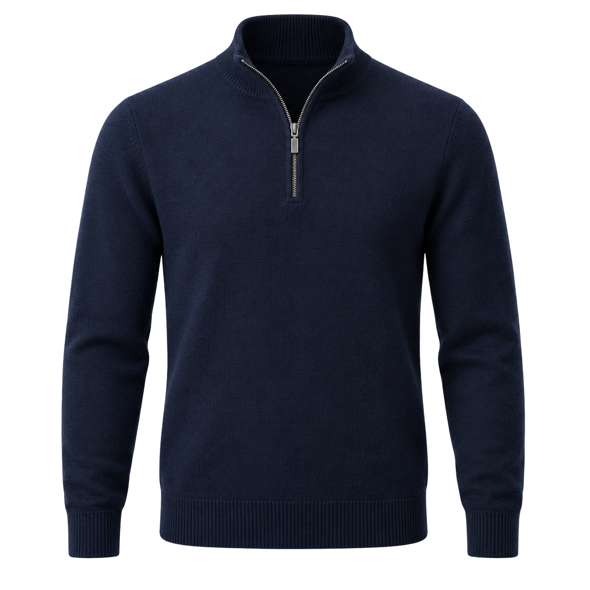 Navy Merino Wool Quarter-Zip Sweater | Flinttsdrown