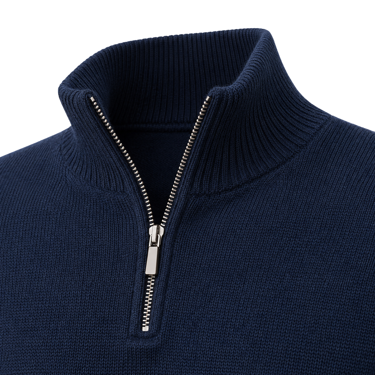 Navy Merino Wool Quarter-Zip Sweater | Flinttsdrown